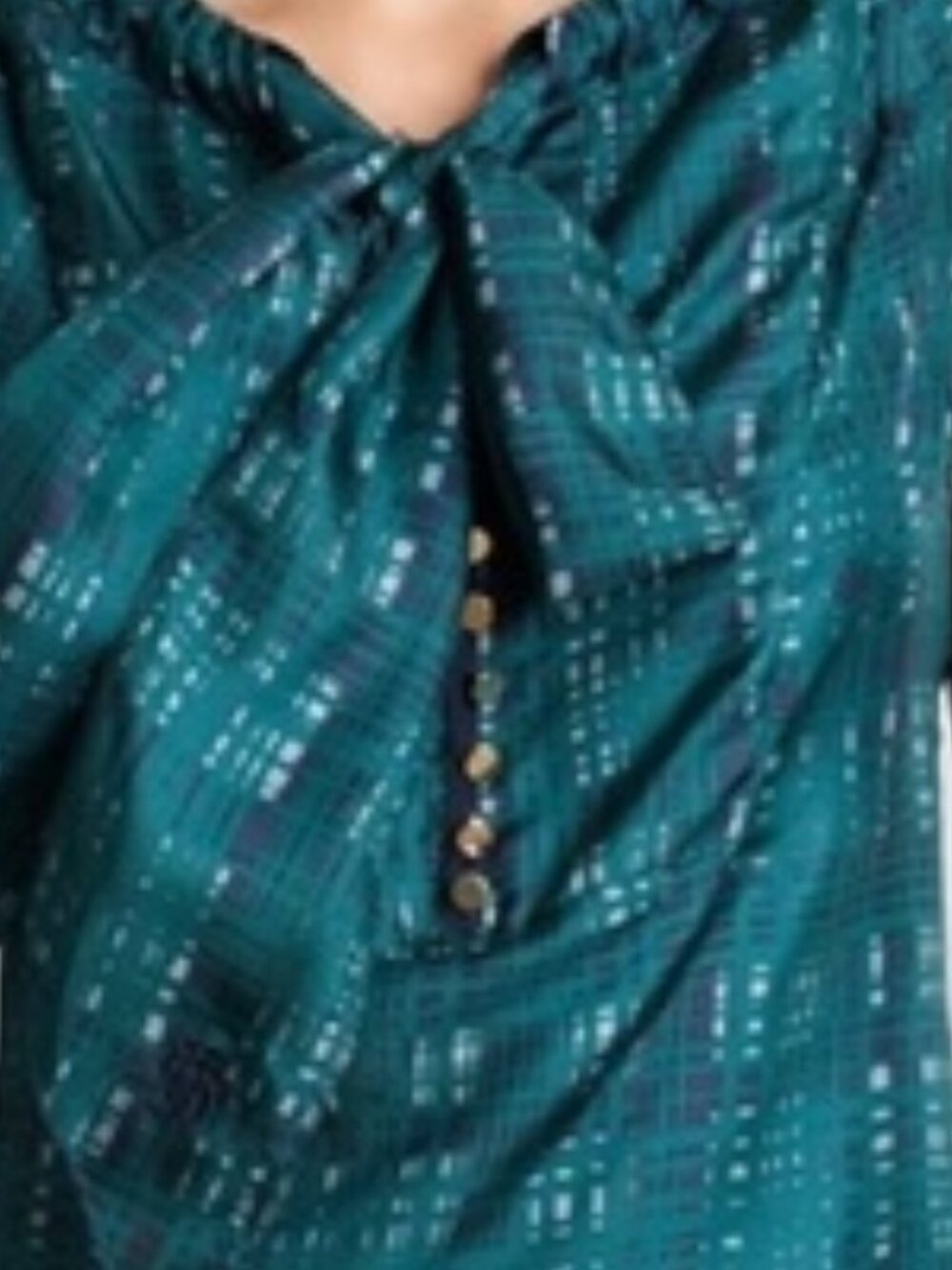 TORY BURCH 100% silk blouse top green teal sleeveless tie neck SIZE 8 - Picture 11 of 12
